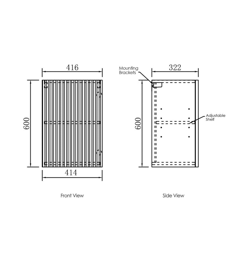 OTTI NOOSA MATTE WHITE FLUTED 415MM WALL LAUNDRY CABINET