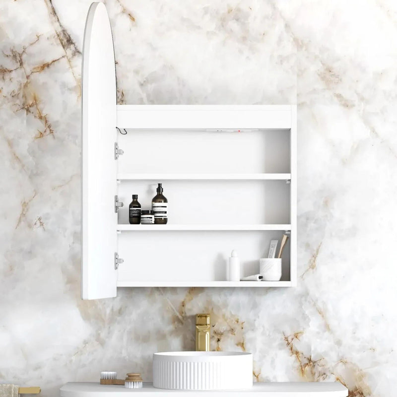 OTTI ARCHIE MATTE WHITE LED SHAVING CABINET WITH POWERPOINT 600X900MM
