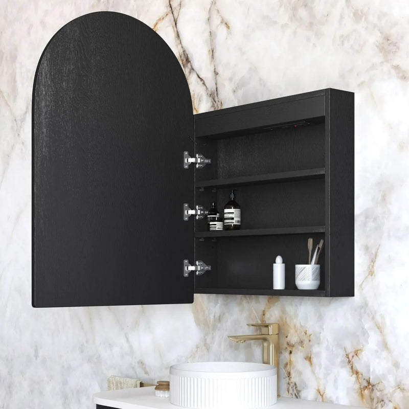 OTTI ARCHIE BLACK OAK LED SHAVING CABINET WITH POWERPOINT 600X900MM