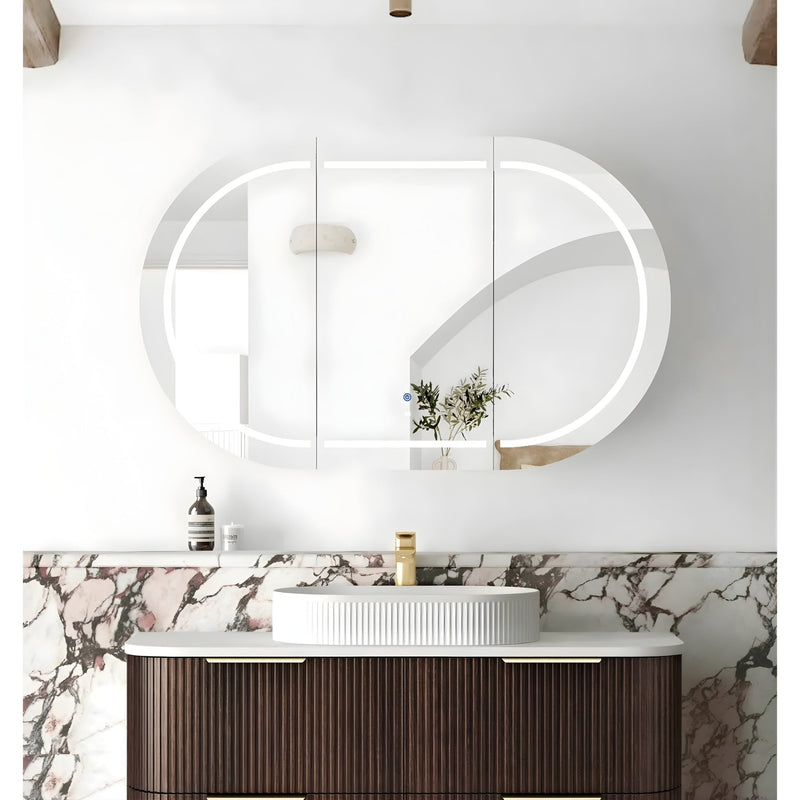 OTTI BONDI SABLE WALNUT LED SHAVING CABINET WITH POWERPOINT 1200X750MM