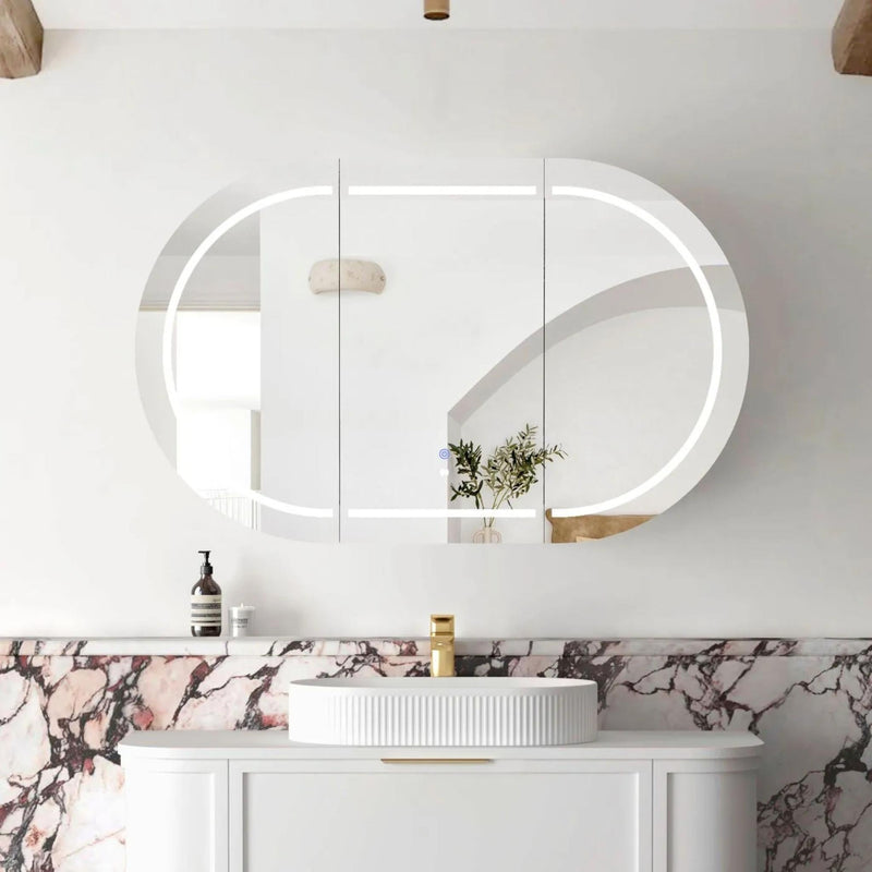 OTTI BONDI MATTE WHITE LED SHAVING CABINET WITH POWERPOINT 1200X750MM