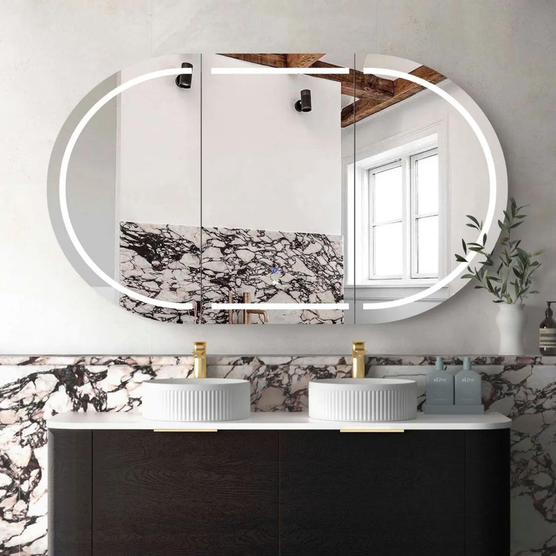 OTTI BONDI BLACK OAK LED SHAVING CABINET WITH POWERPOINT 1500X900MM