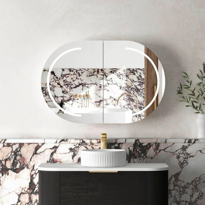 OTTI BONDI BLACK OAK LED SHAVING CABINET WITH POWERPOINT 900X600MM