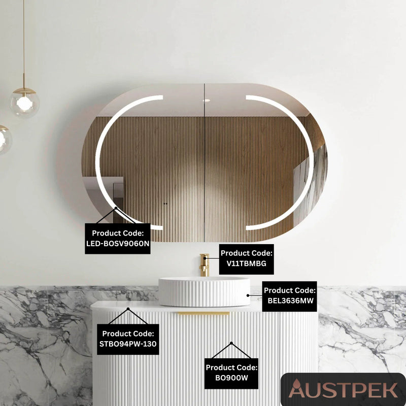 OTTI BONDI NATURAL OAK LED SHAVING CABINET WITH POWERPOINT 900X600MM