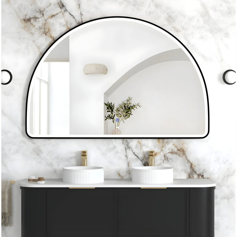 OTTI MOONLIGHT ARCHIE METAL FRAMED LED MIRROR BLACK 1500X1000MM