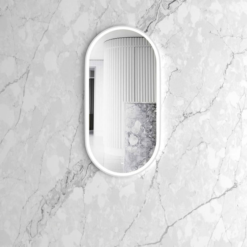 OTTI NOOSA METAL FRAMED LED MIRROR MATTE WHITE 450X900MM