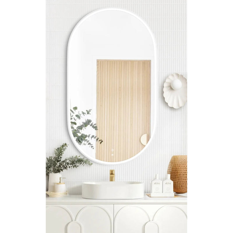 OTTI NOOSA METAL FRAMED LED MIRROR MATTE WHITE 750X1200MM