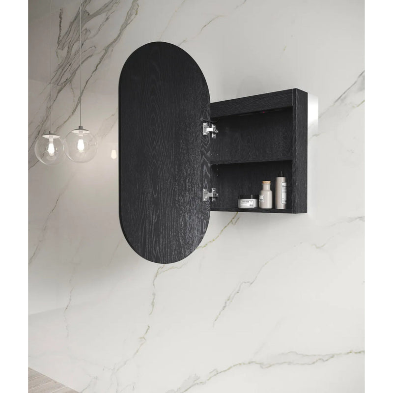 OTTI NOOSA BLACK OAK LED SHAVING CABINET WITH POWERPOINT 450X900MM