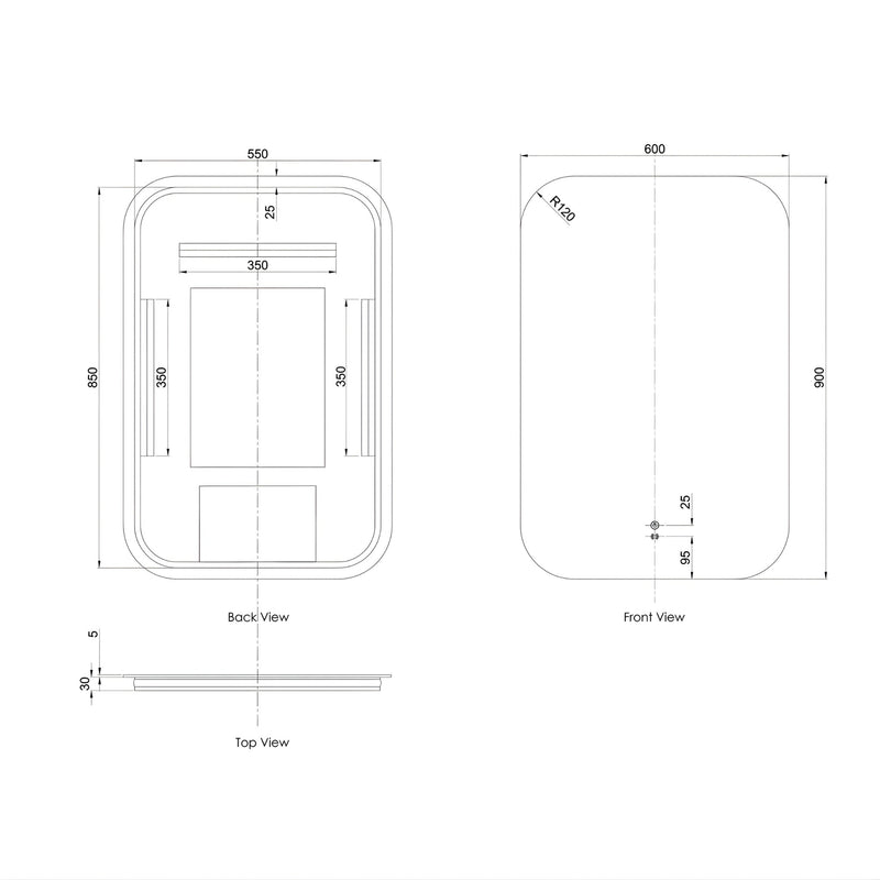 OTTI NEWPORT FRAMELESS TUFFI LED MIRROR 600X900MM