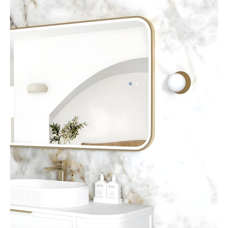 OTTI NEWPORT METAL FRAMED LED MIRROR BRUSHED GOLD 750X1200MM