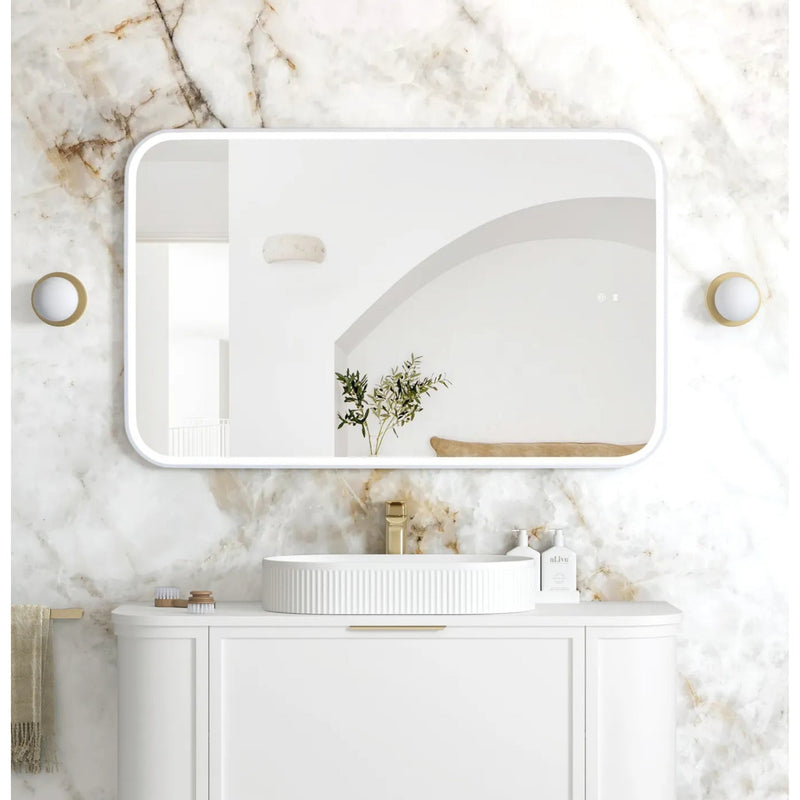 OTTI NEWPORT METAL FRAMED LED MIRROR MATTE WHITE 750X1200MM