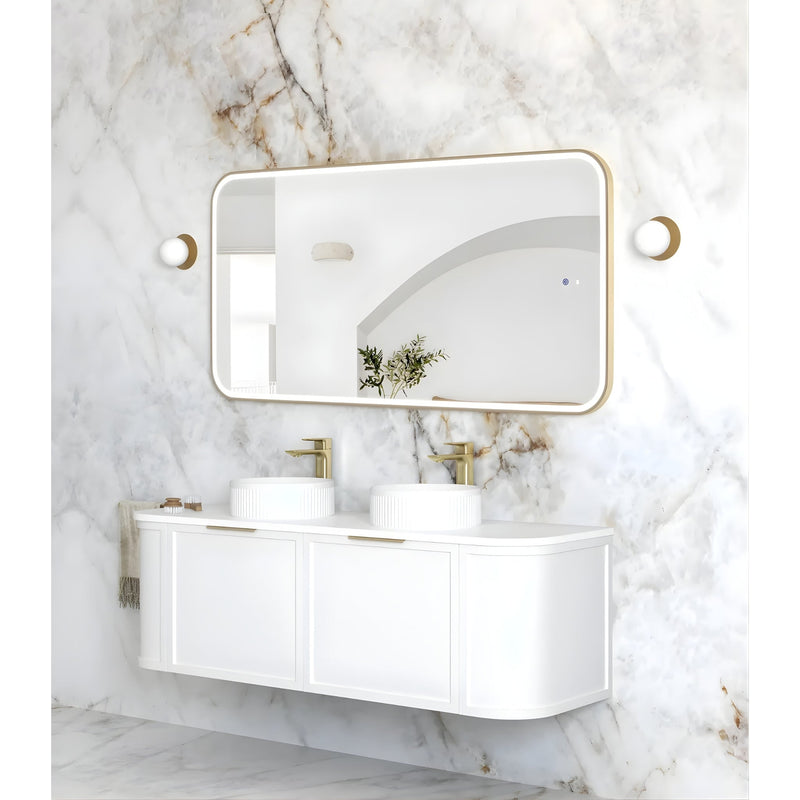 OTTI NEWPORT METAL FRAMED LED MIRROR BRUSHED GOLD 1500X750MM
