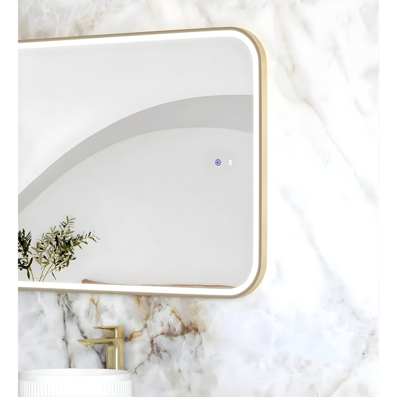 OTTI NEWPORT METAL FRAMED LED MIRROR BRUSHED GOLD 1500X750MM