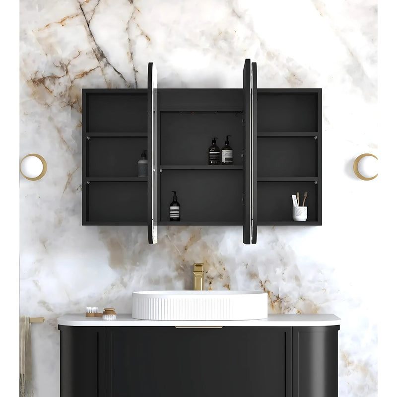 OTTI NEWPORT BLACK OAK LED SHAVING CABINET WITH POWERPOINT 1200X750MM