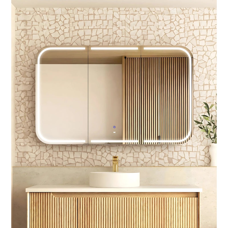 OTTI NEWPORT NATURAL OAK LED SHAVING CABINET WITH POWERPOINT 1200X750MM