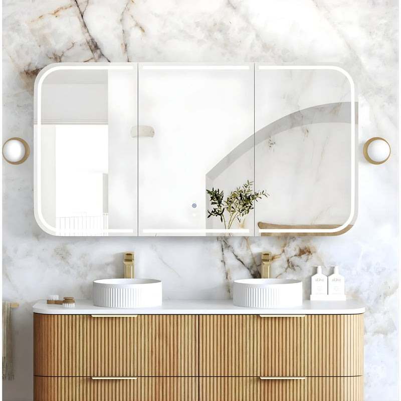 OTTI NEWPORT WOODLAND OAK LED SHAVING CABINET WITH POWERPOINT 1500X750MM