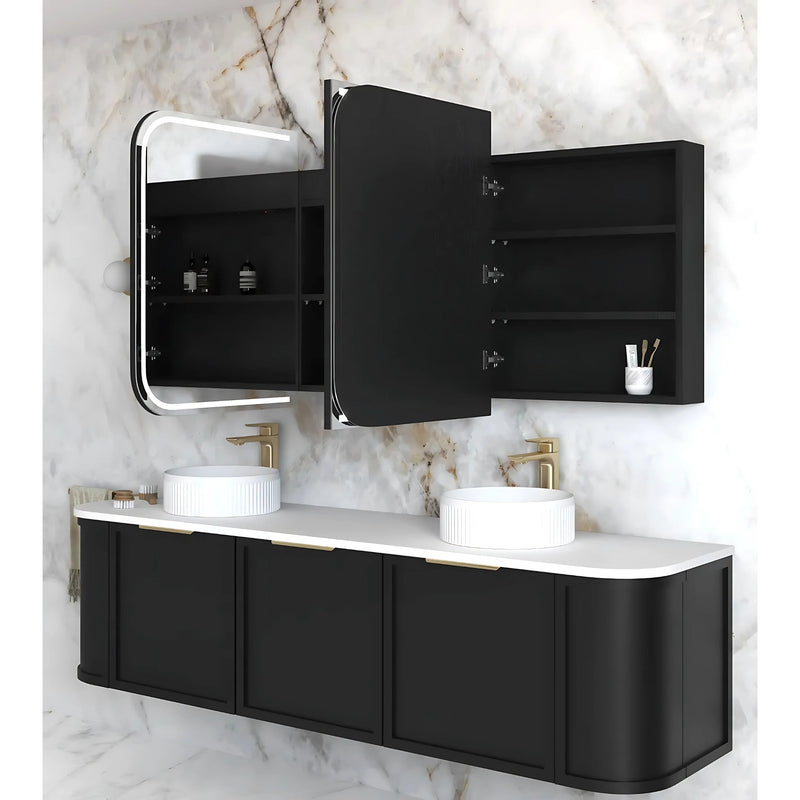 OTTI NEWPORT BLACK OAK LED SHAVING CABINET WITH POWERPOINT 1800X750MM
