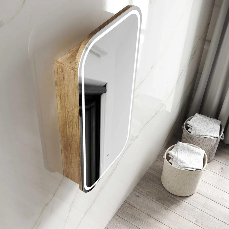 OTTI NEWPORT NATURAL OAK LED SHAVING CABINET WITH POWERPOINT 450X900MM