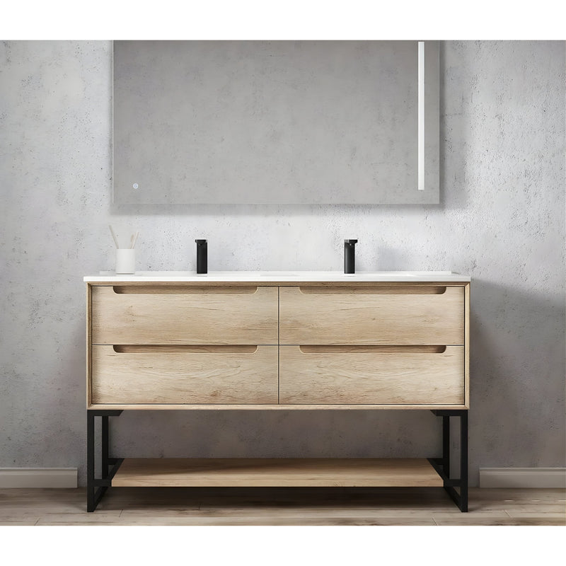 OTTI BYRON NATURAL OAK 1500MM DOUBLE BOWL FLOOR STANDING VANITY