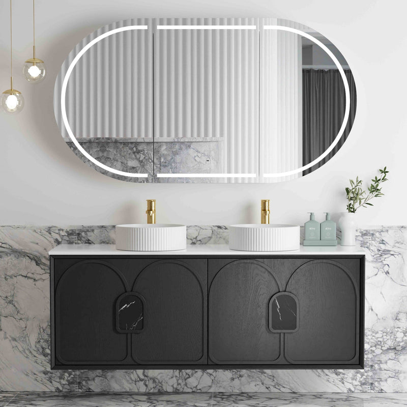 OTTI LAGUNA MARK II BLACK OAK 1500MM DOUBLE BOWL WALL HUNG VANITY