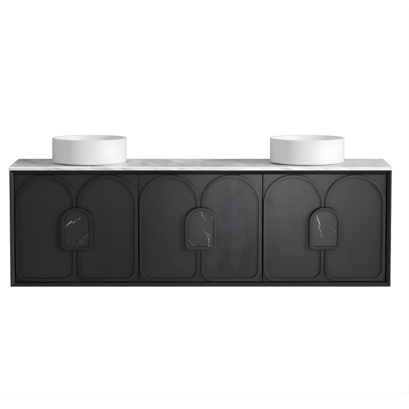 OTTI LAGUNA MARK II BLACK OAK 1800MM DOUBLE BOWL WALL HUNG VANITY