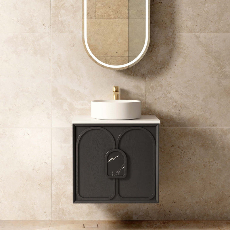 OTTI LAGUNA MARK II BLACK OAK 600MM SINGLE BOWL WALL HUNG VANITY