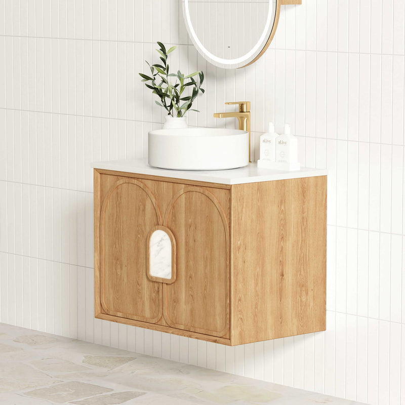 OTTI LAGUNA MARK II WOODLAND OAK 600MM SINGLE BOWL WALL HUNG VANITY