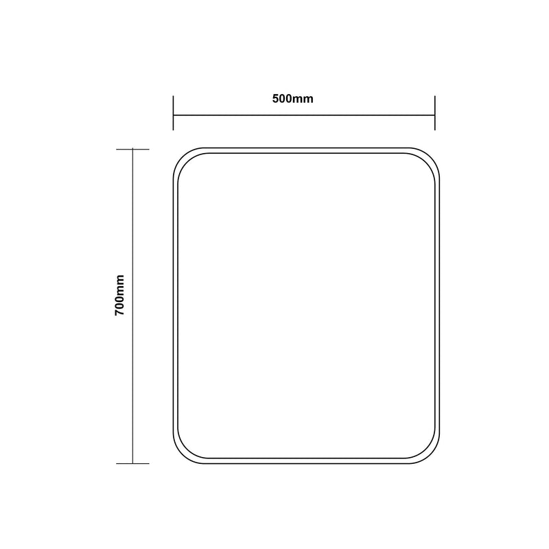 AQUAPERLA RECTANGULAR FRAMED LED MIRROR 3 COLOUR LIGHTS BLACK 500X700MM
