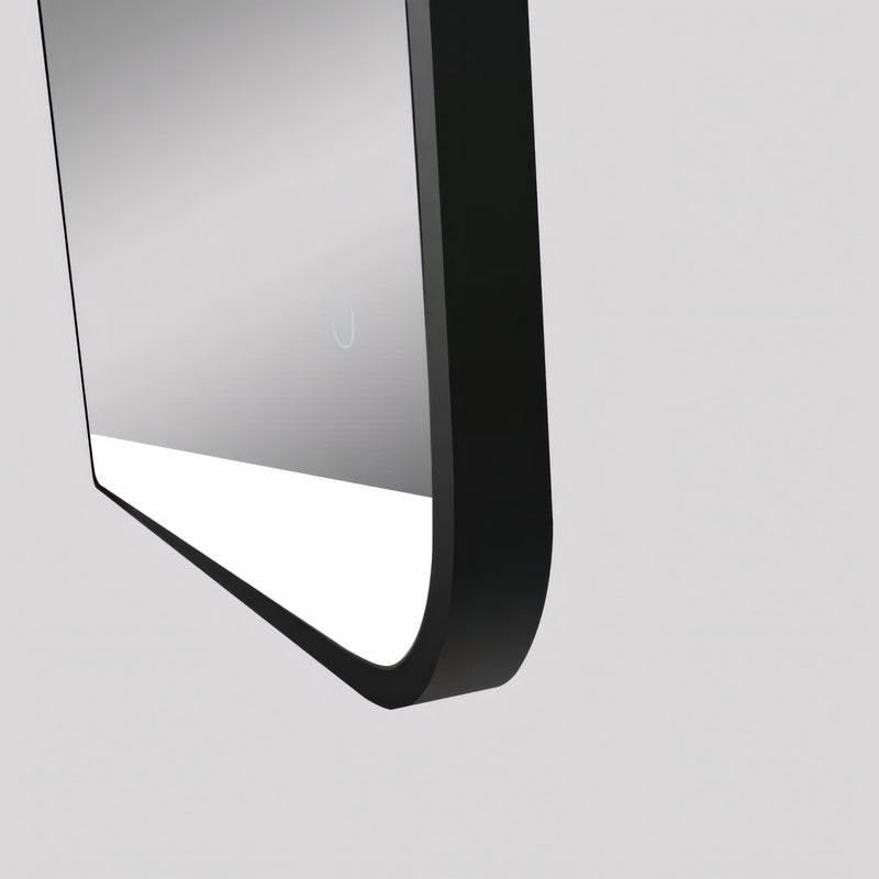 AQUAPERLA RECTANGULAR FRAMED LED MIRROR 3 COLOUR LIGHTS BLACK 800X700MM
