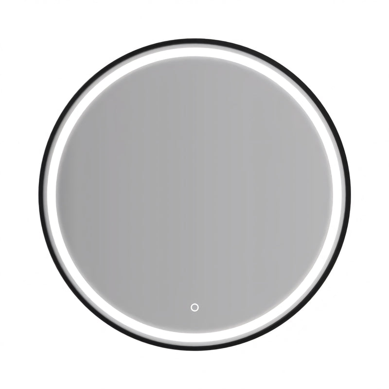 AQUAPERLA ROUND FRAMED LED MIRROR 3 COLOUR LIGHTS BLACK 750MM