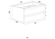 Mercio - Luna Plywood Wall Hung Vanity 750mm - Aqualux Bathrooms