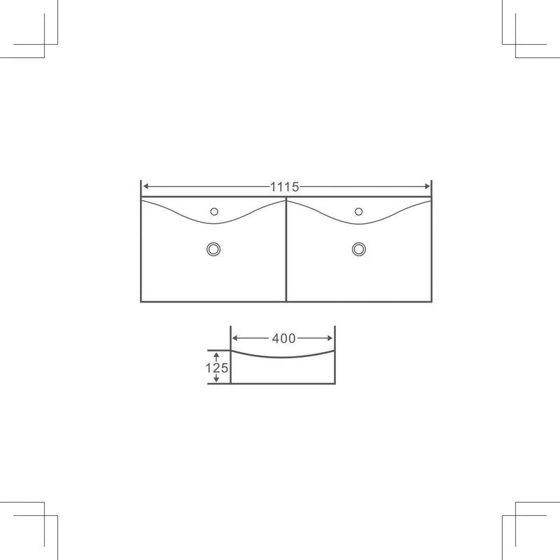 Lusso 111 Ceramic Double Bowl Basin - Aqualux Bathrooms- Mercio