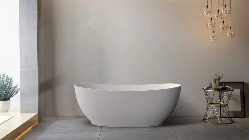 ABS Riva - Riva Layla Super Slim Edge Unique Shape Freestanding Bathtub 1700mm - Matt White - Aqualux Bathrooms