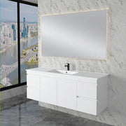 ABS Riva - Riva Less Wall Hung Single Bowl Vanity 1500mm - Gloss White - Aqualux Bathrooms