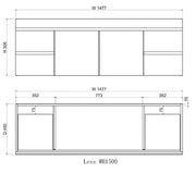 ABS Riva - Riva Less Wall Hung Single Bowl Vanity 1500mm - Gloss White - Aqualux Bathrooms