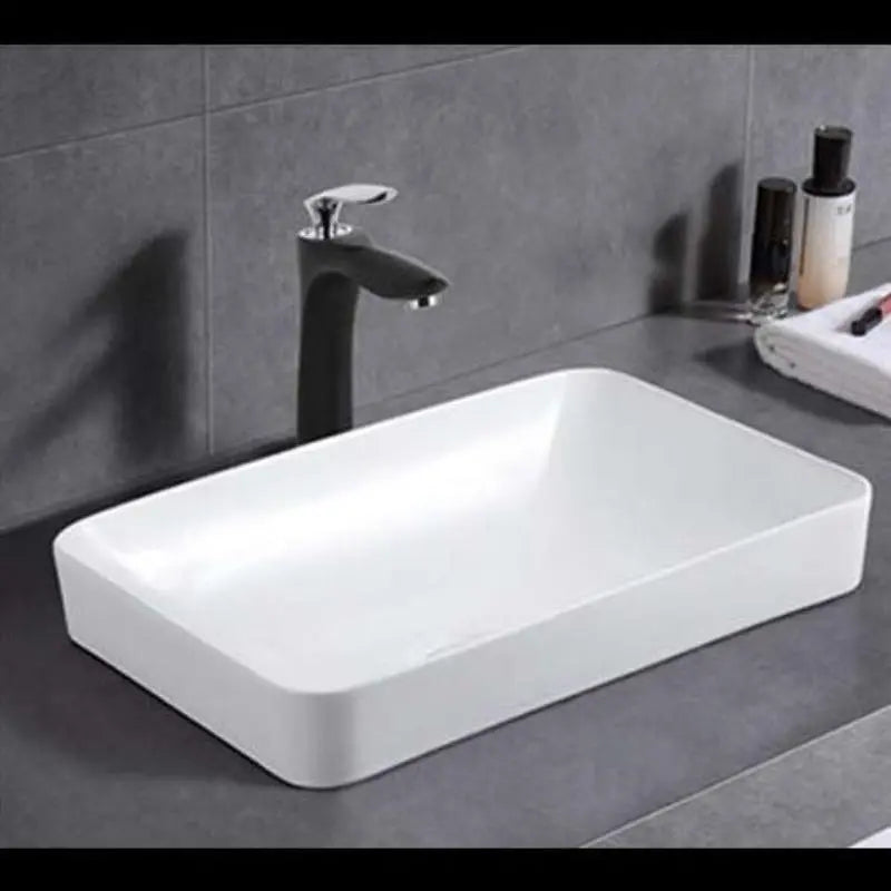 ABS Riva - Riva Logan Square Semi-Inset Basin 500mm - Matt White - Aqualux Bathrooms