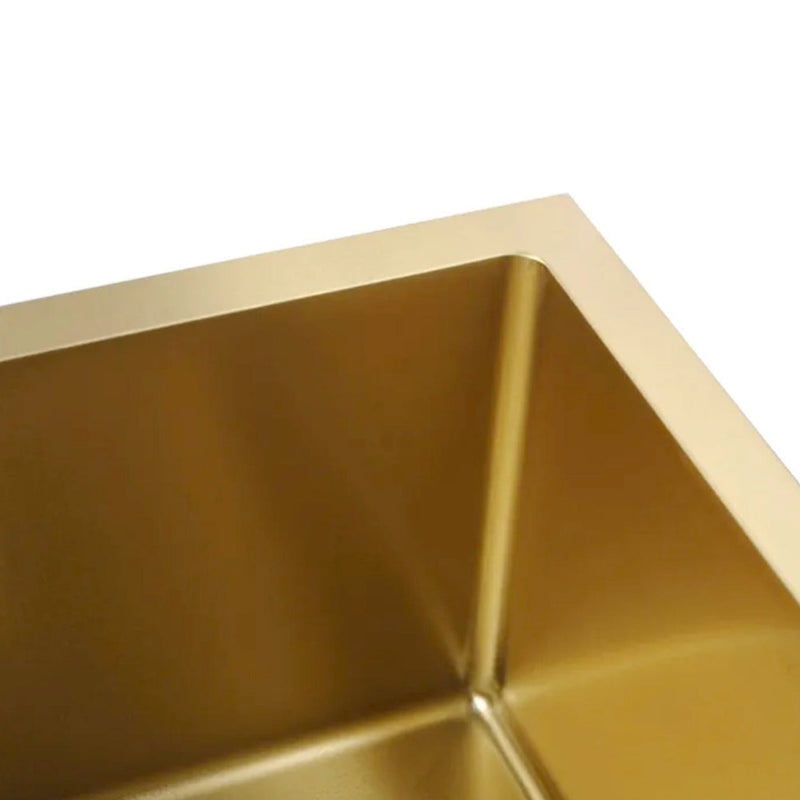 OTTI ARTE 76D DOUBLE BOWL KITCHEN AND LAUNDRY SINK BRUSHED GOLD 760MM