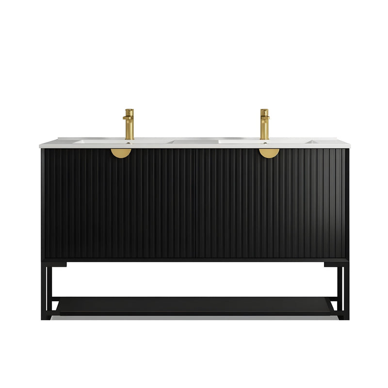 OTTI MARLO MATTE BLACK 1500MM DOUBLE BOWL FLOOR STANDING VANITY