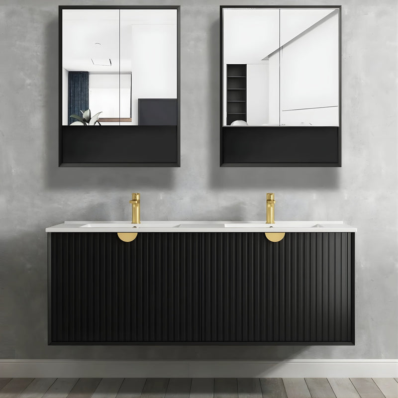 OTTI MARLO WALL HUNG BLACK SHAVING CABINET 600X800MM