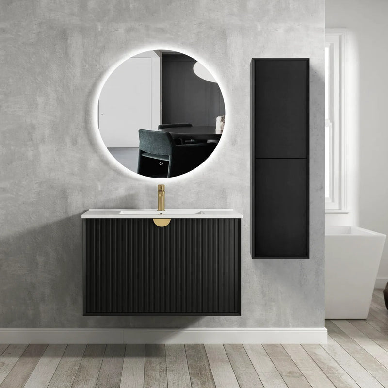 OTTI MARLO WALL HUNG TALL BOY MATTE BLACK 350MM X 1200MM