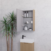 RIVA GENEVA FLUTED American Oak Mirror Shaving Cabinet 450mm - Beyond Bathware