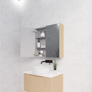 RIVA GENEVA FLUTED American Oak Mirror Shaving Cabinet 750mm - Beyond Bathware