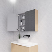 RIVA GENEVA FLUTED American Oak Mirror Shaving Cabinet 900mm - Beyond Bathware
