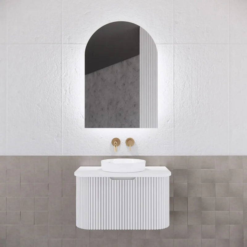 ABS Riva - Riva Paris Arch Led Shaving Cabinet 600mm - Matt White - Aqualux Bathrooms
