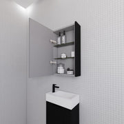 RIVA GENEVA FLUTED Matte Black Mirror Shaving Cabinet 450mm - Beyond Bathware