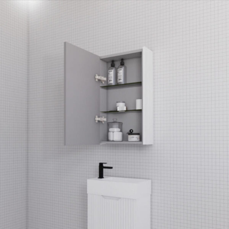 RIVA GENEVA FLUTED Matte White Mirror Shaving Cabinet 450mm - Beyond Bathware