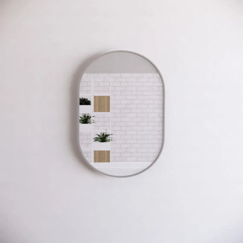 ABS Riva - Riva O1 Framed Oval Mirror 600mm - Brushed Nickel - Aqualux Bathrooms
