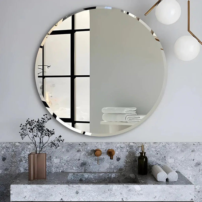ABS Riva - Riva Bevel Edge Frameless Round Mirror 600mm (No Hook) - Aqualux Bathrooms