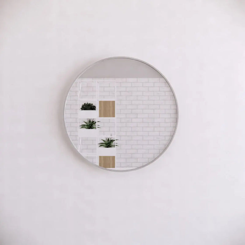 ABS Riva - Riva Framed Round Mirror 600mm - Brushed Nickel - Aqualux Bathrooms