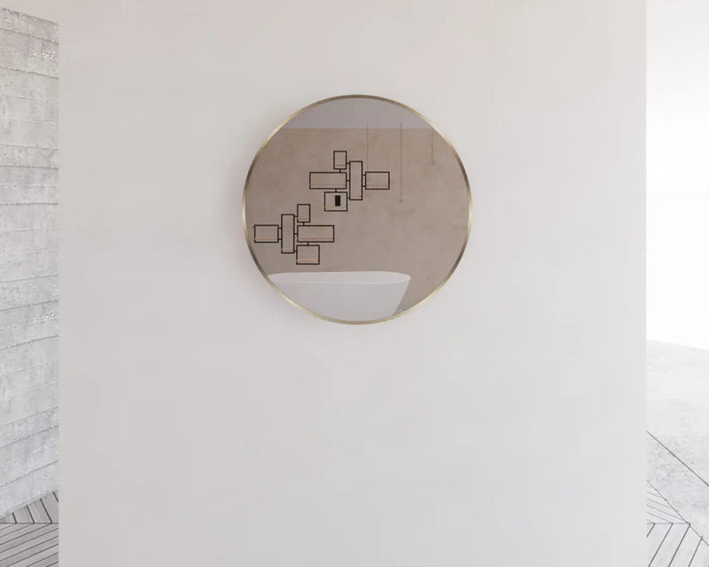 ABS Riva - Riva Framed Round Mirror 800mm - Gold Framed - Aqualux Bathrooms
